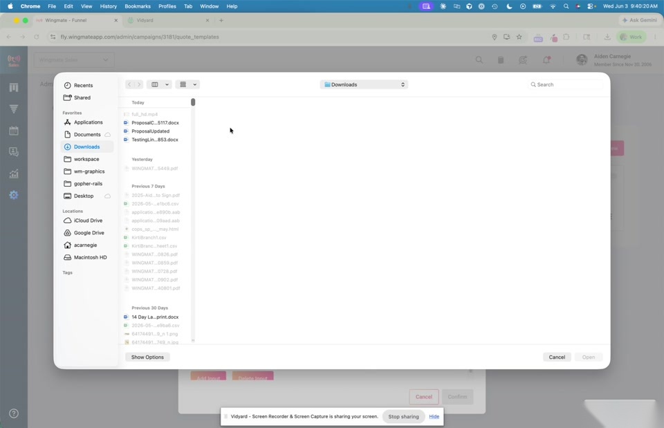 File chooser dialog open