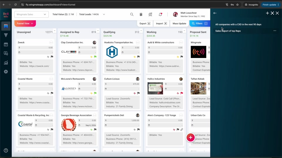 Past Conversations sidebar showing saved Starling sessions