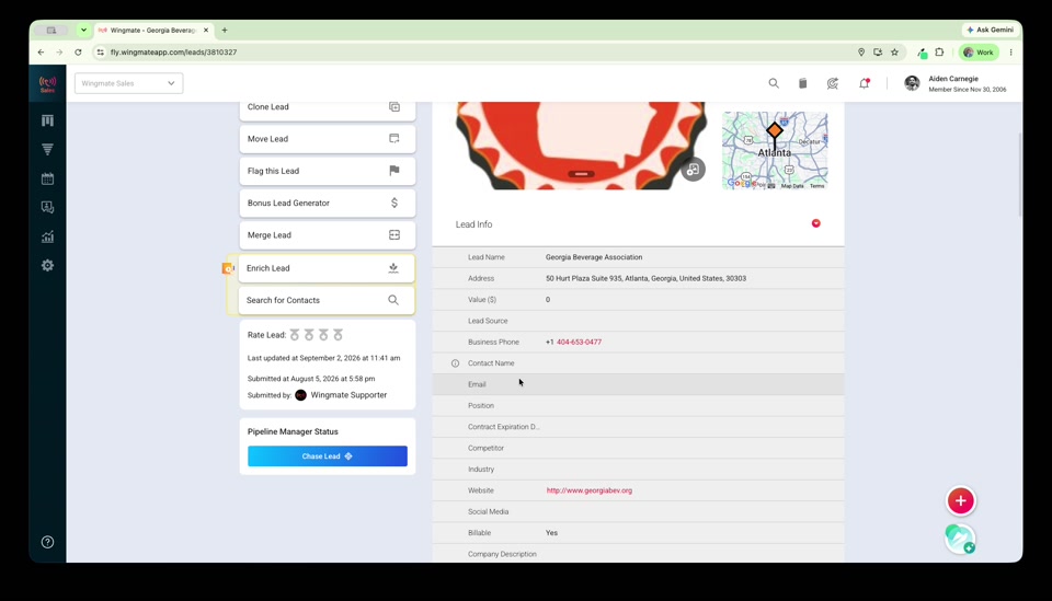 Lead Info section showing the full list of custom fields on a lead